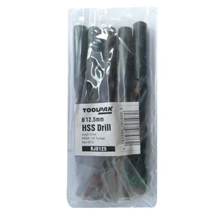 Jobber HSS Drill 12.5mm Roll Forged Toolpak Pack of 5